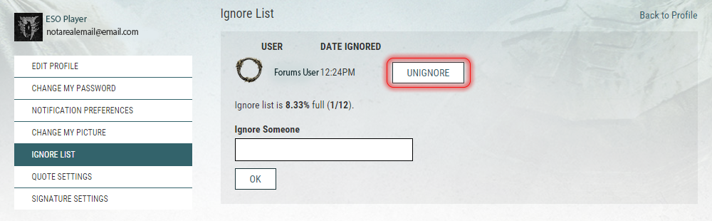How do I unignore someone on the forums? - Support